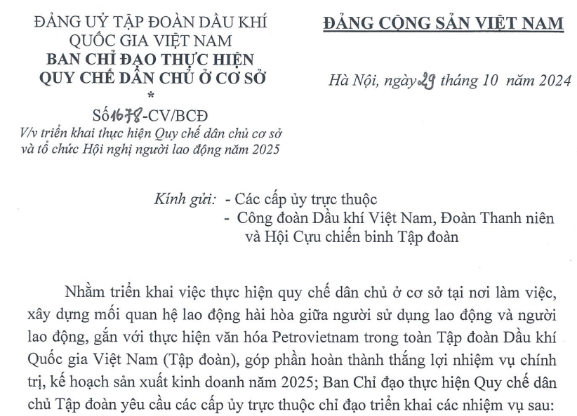 Triển khai thực hiện Quy chế dân chủ cơ sở và tổ chức Hội nghị người lao động năm 2025.”